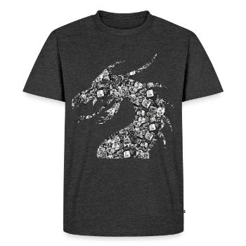 DRAGON Drachen mit RPG Würfel Rollenspiel, DICE - Männer Premium Bio T-Shirt - Anthrazit meliert - Vorne - Nico (187cm)