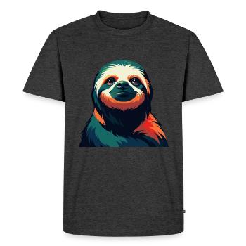 Sloth Cartoon Character Colorful Pet Animal - Men's Premium Organic T-Shirt - heather anthracite - Front - Nico (187cm)