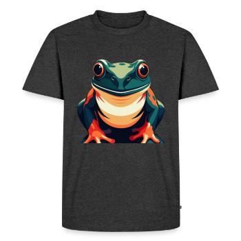 Frog Cartoon Character Colorful Pet Animal - Men's Premium Organic T-Shirt - heather anthracite - Front - Nico (187cm)