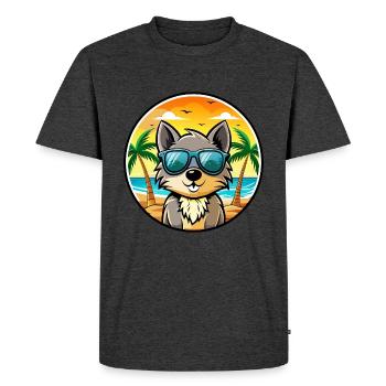 Schipperke Dog Breed Cartoon Sunglasses Beach - Men's Premium Organic T-Shirt - heather anthracite - Front - Nico (187cm)