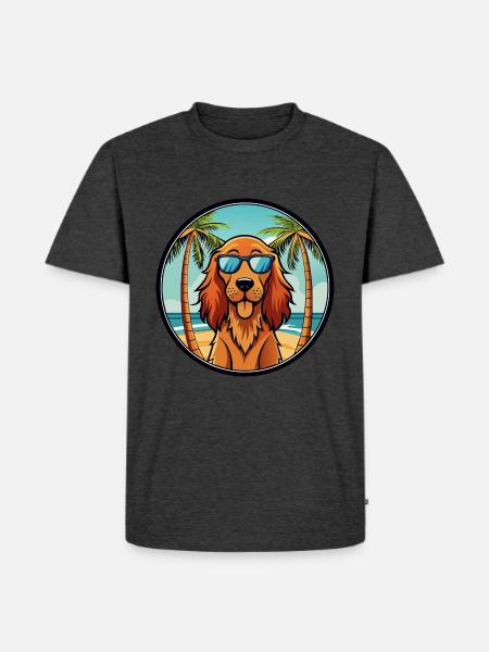 Irsk Setter Hund Race Tegneserie Solbriller Beach - Herre Premium økologisk T-shirt - antracit meleret