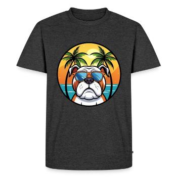 Bouledogue anglais race dessin animé lunettes de soleil plage - T-shirt Premium bio Homme - anthracite chiné - Devant - Nico (187cm)