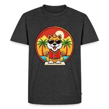 Chinese Imperial Dog Breed Cartoon Sunglass Beach - Men's Premium Organic T-Shirt - heather anthracite - Front - Nico (187cm)