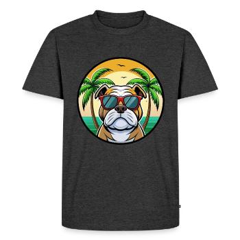 Bulldog Breed Cartoon Lunettes de soleil Beach - T-shirt Premium bio Homme - anthracite chiné - Devant - Nico (187cm)