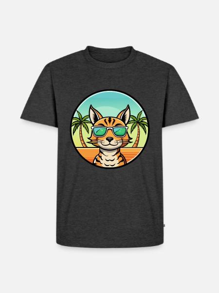 Ocicat Breed Cartoon Sunglasses Beach - Men's Premium Organic T-Shirt - heather anthracite