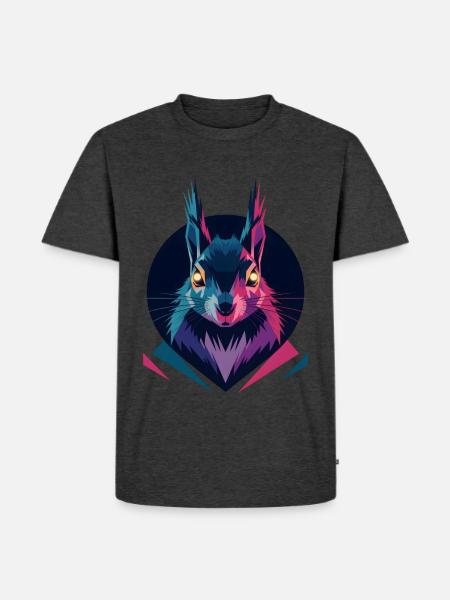 Écureuil low-poly - T-shirt Premium bio Homme - anthracite chiné