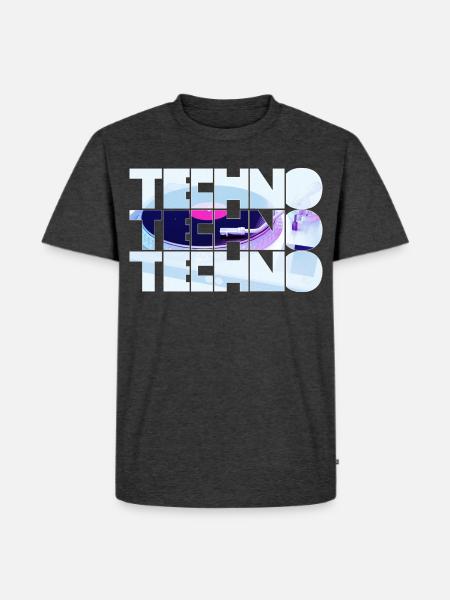 Techno Neon Grid Design - Männer Premium Bio T-Shirt - Anthrazit meliert
