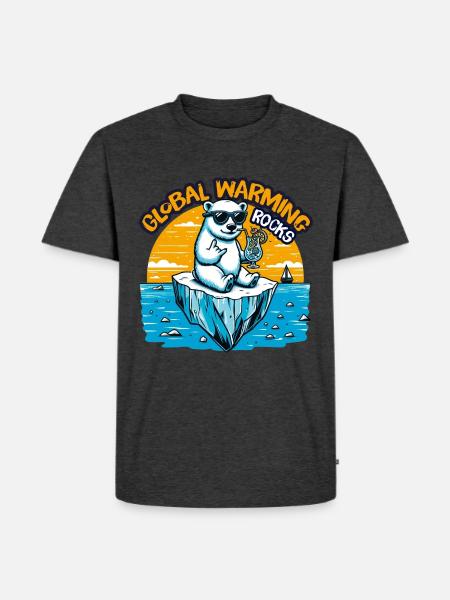 Global Warming Rocks - Männer Premium Bio T-Shirt - Anthrazit meliert