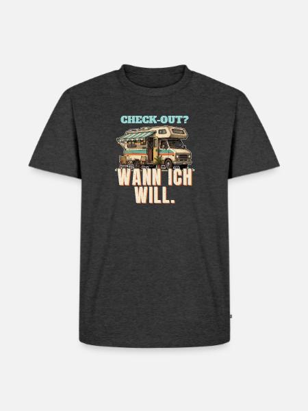 Wohnmobil - Check-out wann ich will - Männer Premium Bio T-Shirt - Anthrazit meliert