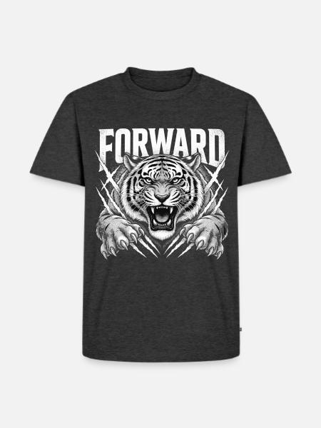 Brüllender Tiger mit Krallen - Männer Premium Bio T-Shirt - Anthrazit meliert