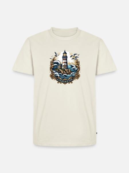 Lighthouse Logo - Men's Premium Organic T-Shirt - off white