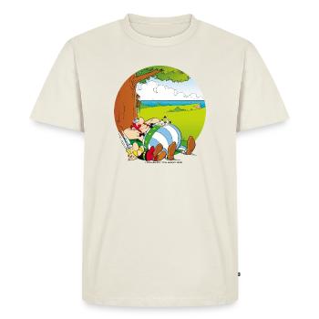 Astérix & Obélix Font Une Sieste - T-shirt Premium bio Homme - blanc cassé - Devant - Nico (187cm)