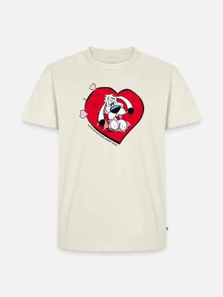 Asterix & Obelix - Idefix Mit Herz - Männer Premium Bio T-Shirt - Naturweiß