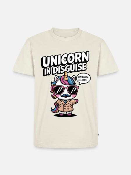 Unverkleidetes Einhorn - Männer Premium Bio T-Shirt - Naturweiß