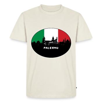 Palermo Italien Flagge Skyline Silhouette Reisen - Männer Premium Bio T-Shirt - Naturweiß - Vorne - Nico (187cm)