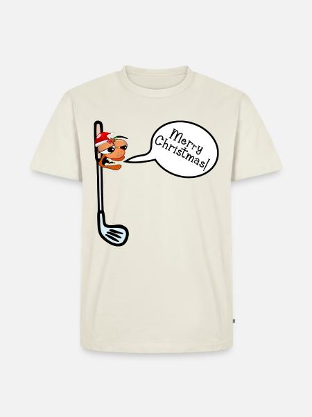 Frohe Weihnachten Golf - Männer Premium Bio T-Shirt - Naturweiß