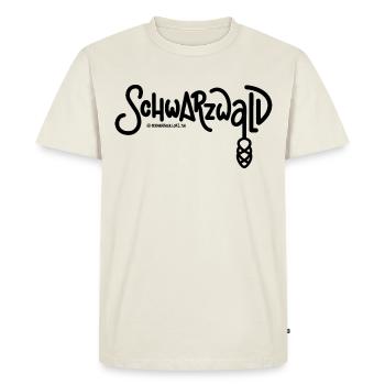 ,Schwarzwald’ mit Herzchen schwarz-weiß - Männer Premium Bio T-Shirt - Naturweiß - Vorne - Nico (187cm)