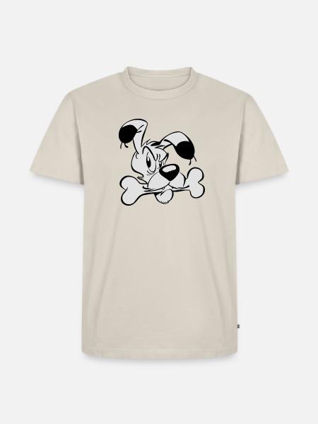 Asterix & Obelix - Idefix mit Knochen - Männer Premium Bio T-Shirt - Beige