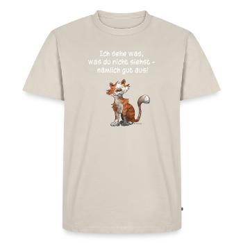Gutes Aussehen (Katze) - Männer Premium Bio T-Shirt - Beige - Vorne - AI Model Male 185 dark (185cm)