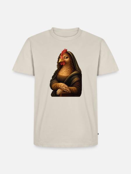Mona Lisa als Huhn - Männer Premium Bio T-Shirt - Beige