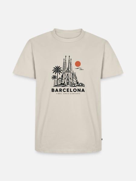 Sagrada Familia Barcelona Skyline - Männer Premium Bio T-Shirt - Beige