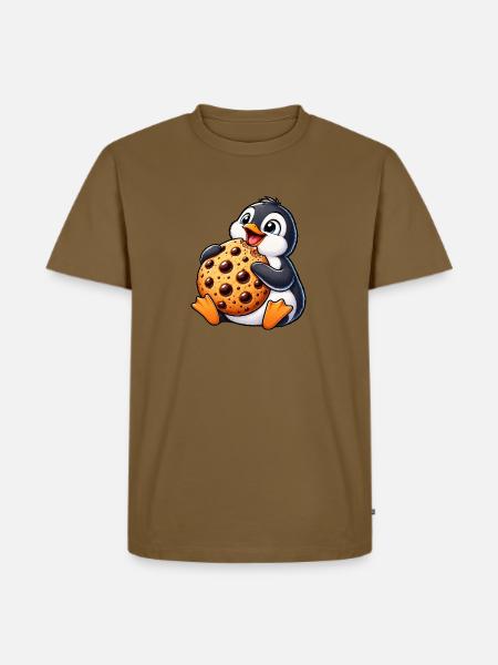 Pinguin Keks süße Cartoon Freude - Männer Premium Bio T-Shirt - Nussbraun