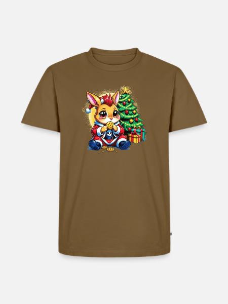 Weihnachtsbunny mit Keksen - Männer Premium Bio T-Shirt - Nussbraun