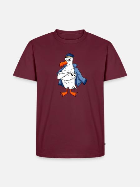 Muscular seagull with anchor tattoo seagull gift - Men's Premium Organic T-Shirt - burgundy