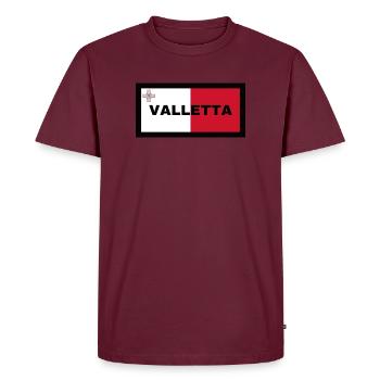 Valletta City in Malta Flag - Men's Premium Organic T-Shirt - burgundy - Front - AI Model Male 185 light (185cm)