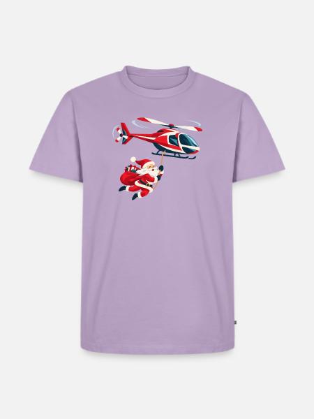 Weihnachtsmann am Hubschrauber - Männer Premium Bio T-Shirt - Lavendel