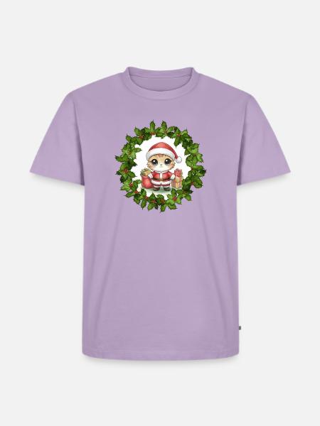 Weihnachtskätzchen im Kranz - Männer Premium Bio T-Shirt - Lavendel