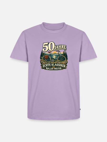 50 Jahre Echte Klassiker Fahrrad - Männer Premium Bio T-Shirt - Lavendel