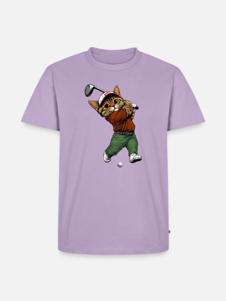 Golf Katzen - Männer Premium Bio T-Shirt - Lavendel