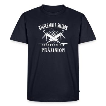 Bauschaum und Silikon ersetzt die Präzision - Männer Premium Bio T-Shirt - Navy - Vorne - Nico (187cm)
