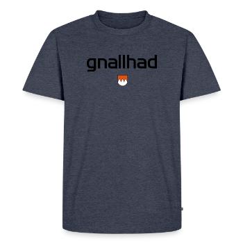 gnallhad - Mundart Design - Männer Premium Bio T-Shirt - Jeansblau  - Vorne - Nico (187cm)