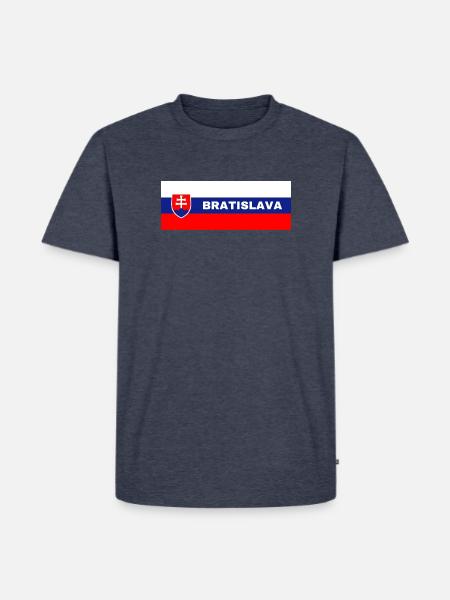 Bratislava City in Slovakian Flag - Men's Premium Organic T-Shirt - heather denim