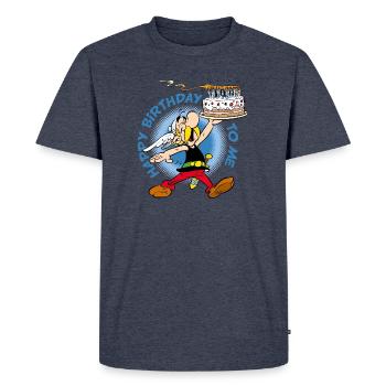 Asterix & Obelix Asterix Alles Gute Zum Geburtstag - Männer Premium Bio T-Shirt - Jeansblau  - Vorne - Nico (187cm)