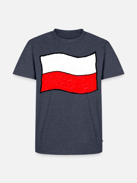 Handgezeichnete polnische Flagge - Männer Premium Bio T-Shirt - Jeansblau 