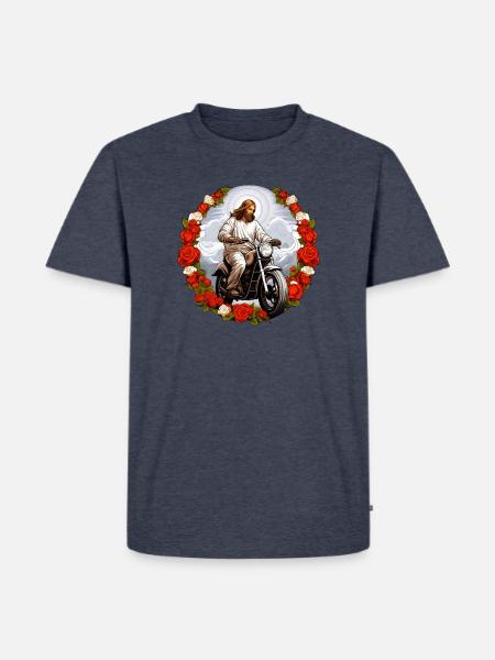 Motorrad Jesus - Männer Premium Bio T-Shirt - Jeansblau