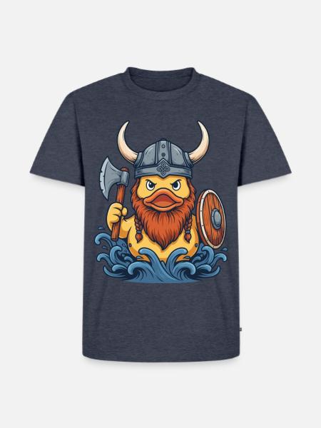 Viking-Ente mit Axt und Wellen - Männer Premium Bio T-Shirt - Jeansblau