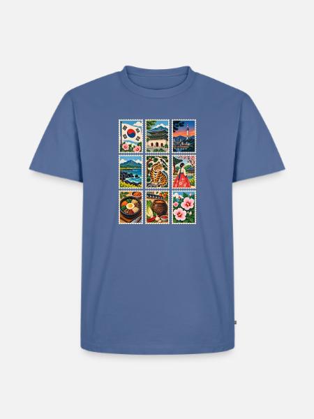 Südkorea Briefmarken - Männer Premium Bio T-Shirt - Taubenblau