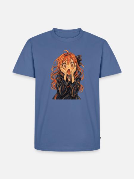 Der Schrei im Anime-Stil - Männer Premium Bio T-Shirt - Taubenblau