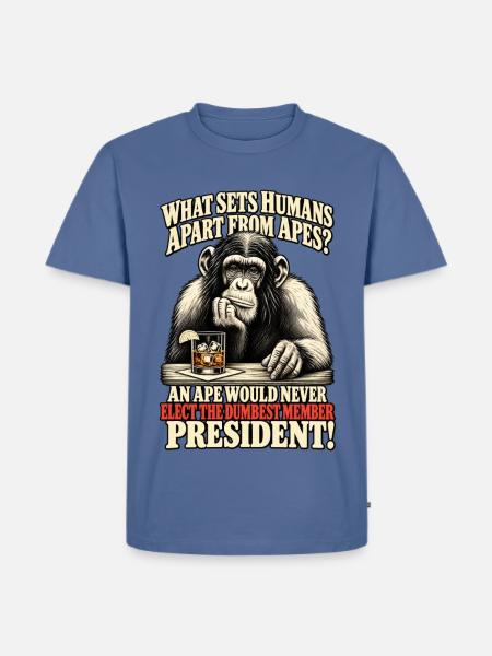 Affe gegen Präsident Satire Tee - Männer Premium Bio T-Shirt - Taubenblau