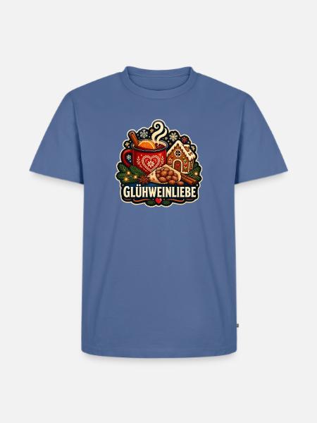 Glühwein Liebe Wintergenuss - Männer Premium Bio T-Shirt - Taubenblau