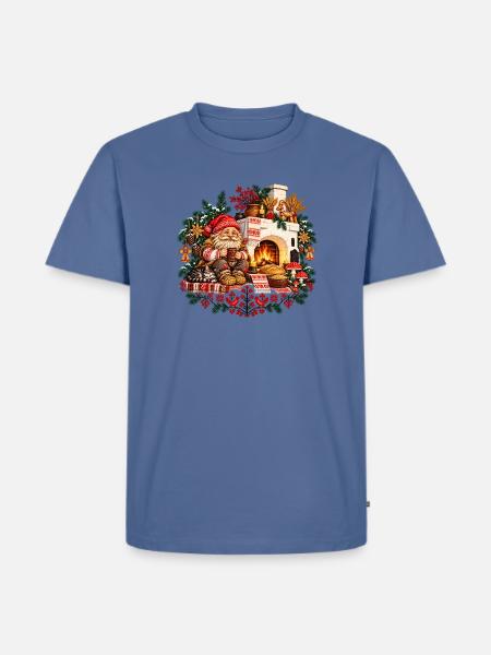 Weihnachts-Domovoi-Design des slawischen Herdgeistes - Männer Premium Bio T-Shirt - Taubenblau