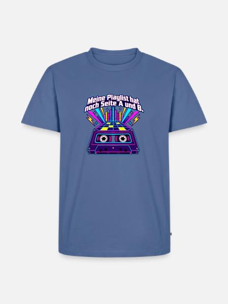 80er Musikfan Mixtape Kassette Nostalgie - Männer Premium Bio T-Shirt - Taubenblau