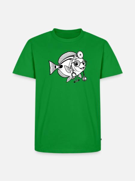 Doktorfisch mit Stethoskop - Männer Premium Bio T-Shirt - Grün