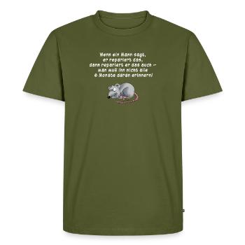 Wenn ein Mann sagr, er repariert das... - Männer Premium Bio T-Shirt - Khaki - Vorne - Nico (187cm)