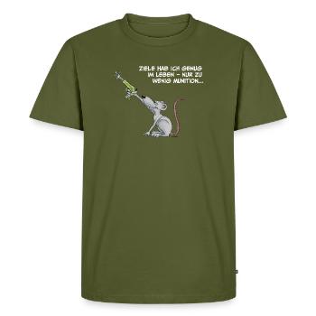 Ziele hab ich genug – nur zu wenig Munition - Männer Premium Bio T-Shirt - Khaki - Vorne - Nico (187cm)