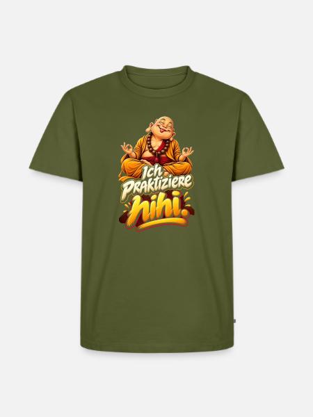 Gelassener Buddha mit Wortwitz - Männer Premium Bio T-Shirt - Khaki